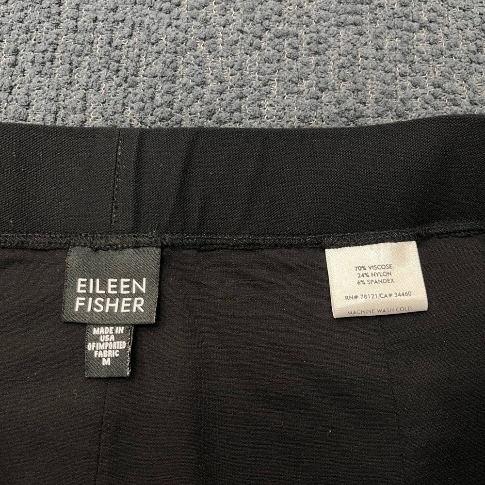 Eileen Fisher Womens Black Viscose Blend Paneled Flare Pull On Midi Skirt Size M - Picture 3 of 5